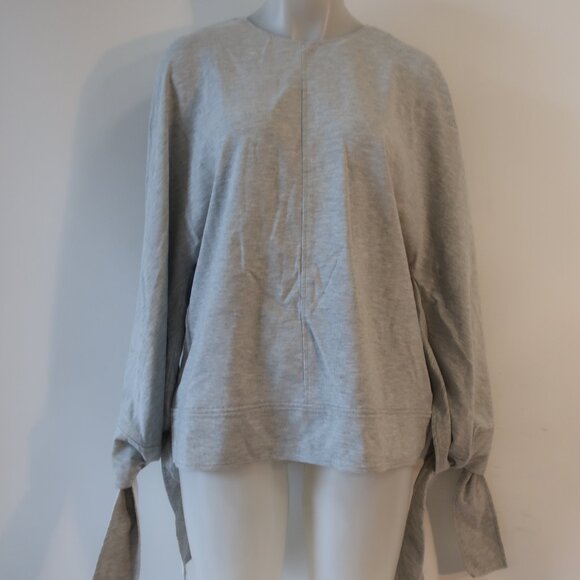 Womens Victoria Beckham Gray White Tie Cuff Bow Pullover Sweatshirt Top L - Picture 4 of 15